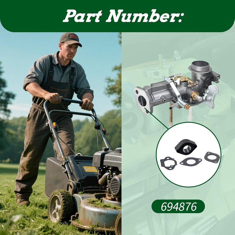 XTPTFABS Engine Carburetor Spacer Gasket Insulator Compatible with Briggs & Stratton Intek Engine Replacement 694876 - Image 5